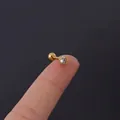 16G gold stainless steel cartilage stud earring with heart-shaped clear zircon stone - Heart Shape (1#) / Gold