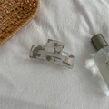 Detail of gray iridescent marble acetate hair claw clip on white fabric background - Medium Square Claw / Phantom Grey
