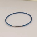 Blue braided steel wire bracelet with silver metal clasp for men and women - Blue Rope Silver Clasp