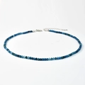 Blue apatite beaded necklace with adjustable silver clasp for women on white background - Blue Apatite