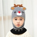 Gorro bufanda de punto gris para bebé con diseño de ciervo y astas de color marrón - Talla única / Asta de Ciervo Gris