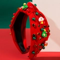 Detail von Weihnachts-Haarreif mit Weihnachtsmann, Perlen und goldenen Strasssteinen - Rot