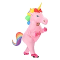 Adult inflatable pink unicorn costume with rainbow mane for Halloween party fun - Rainbow Unicorn / One Size