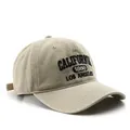 Beige washed cotton baseball cap with black California 1850 embroidery and adjustable strap - Beige