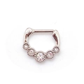 Silver stainless steel septum ring featuring five sparkling clear zircon stones inlay - Silver 5-Zirconia