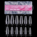 600pcs ultra short clear soft gel false nail tips in 12 sizes with detailed measurements - Long Coffin