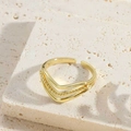 Detail of 14K gold plated V-shaped triple layer star ring on beige stone background - Triangle V-Shape Style (JZ0373)