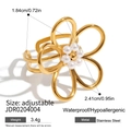Anillo de flor ajustable de acero inoxidable chapado en oro 18K con perla blanca - Dorado Flor de Perla / Dorado