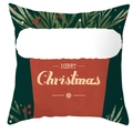 Détail de la taie d'oreiller de Noël rouge et verte avec texte et petits strass - Cadeau Patchwork Vert Foncé