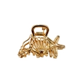 Detail shot of golden metal starfish and seashell hair claw clip with spring structure - Starfish Shell Claw