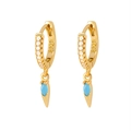 Close-up of S925 silver stamp on gold plated earrings with marquise blue gemstone - Marquise Blue Stone Pendant Gold