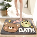 Tappeto bagno grigio con animali e orso, superficie antiscivolo in morbido flock - 50*80cm / Amici Felici