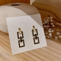 Elegant black drip oil heart earrings with gold plating and S925 silver needles - Black Geometric Chain