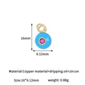 Himmelblauer Emaille-Anhänger aus Messing mit rotem Zirkonia für DIY-Schmuck - Blau