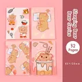 Set of 4 cute pink cartoon bear mini notebooks, 85x120mm portable 32-page journals - Sleeping Bear