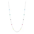 Collana minimalista in argento 925 con cinque piccole perline colorate su catena sottile - Argento Sterling S925 (Perline Arcobaleno)