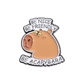 Cute brown capybara enamel pin with yellow butterfly and Be A Capybara text - Be Nice Be A Capybara Style (QHXZ906)