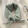 Cotton linen floral hair band in grey-green and ivory bohemian geometric pattern - XY-4 Grey Green Geometric Floral