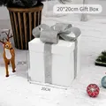 White square Christmas gift box with silver glitter bow, size 20x20x20cm for decor - 20cm (Silver Ribbon) White Gift Box