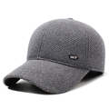 Cappellino da baseball invernale grigio scuro con paraorecchie e caldo tessuto di lana - Regolabile / Grigio