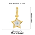 Detail view of gold star earrings with blue evil eye enamel, 22mm copper jewelry - Star Shaped Evil Eye Style (XL-331-A) / Pendant