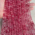 Translucent pink and purple strawberry crystal round beads for DIY jewelry making - Red K9 Synthetic Beads