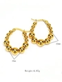 Polished gold beaded hoop earrings 22mm x 20mm spheres in stainless steel - JZ004-Gold Round Beaded Hoop Earrings
