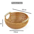 Handwoven round rattan storage basket with side handles 35cm diameter for fruit and bread - W230 Fruit Basket 35*12CM / Top Diameter 35cm Base 19cm
