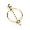 Vintage Viking penannular brooch in gold finish with snake spiral pin on white background - D-492 Antique Bronze