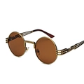 Steampunk round sunglasses with bronze metal frames and brown lenses for men and women - Brushed Bronze Brown Lens C18