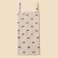 Cream muslin baby bedside organizer with brown rainbow print and dual storage pockets - Grey Rainbow