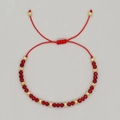 Handgeweven rood touwarmbandje met gouden kralen en rode gefacetteerde kristallen - Rood Goud Kristallen Kralen Stijl(C-B23051904C)