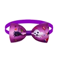 Halloween pet bow tie in purple with ghost and skull patterns on ribbed fabric - Purple Spider Ghost