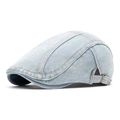 Lichtblauwe denim ivy cap met contraststiksel en verstelbare metalen gesp - Lichtblauw