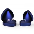 Scatola per anelli a LED blu scuro a forma di cuore con velluto nero per gioielli - Alloggiamento per anello singolo / Blu Reale