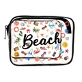 Clear PVC cosmetic bag with black zipper and summer beach illustrations and Beach text - 013-Art Font Beach