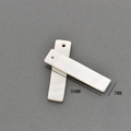 Macro shot of 30x7mm rectangular natural white shell charms with pre-drilled holes - 7*30MM Strip