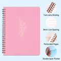 Cuaderno de espiral A5 rosa con texto en pan de oro y diseño floral con doble anilla - Rosa Estampado en Oro
