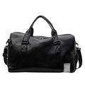 Borsa da viaggio grande in pelle PU nera con scomparto per bagnato per sport e fitness - Nero