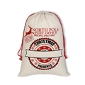 Christmas drawstring canvas gift bag featuring red reindeer and North Pole Post Office print - 49*68CM, HK-17 (North Pole GPO)