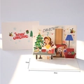 3D pop-up Christmas card showing a folded cover and an expanded festive 15x20cm scene - Christmas Dinner