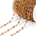 Pink glitter heart charms on gold stainless steel chain DIY jewelry accessories - Pink