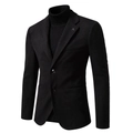 Slim fit black men's blazer with notch lapels and two buttons on white background - 48 / Black