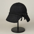 Detail of black knit bucket hat featuring delicate ribbon bow and fine woven texture - M (56-59cm) / Black