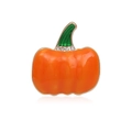 Festive pumpkin brooch with orange and green enamel and crystal accents on gold alloy - C1853-11-Small Pumpkin
