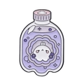 Cute pink bunny in purple magic bottle enamel pin with moon and stars details - Rabbit Blueberry Bottle (XZ8841)