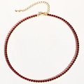Golden tennis necklace with red round-cut crystals and adjustable lobster clasp - Gold-Red Zircon