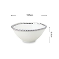 White ceramic bowl with silver bead trim, 15.5cm diameter and 6.5cm height - 6 Inch Silver Round Bowl