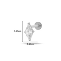 Piercing in titanio argento con zircone a rombo di altezza pari a 0,87 cm - Stile Singolo a Rombo (588-5#银)