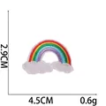 Detail view of rainbow cloud embroidery patch showing 4.5cm width and 2.9cm height - Style 6 Round Rainbow